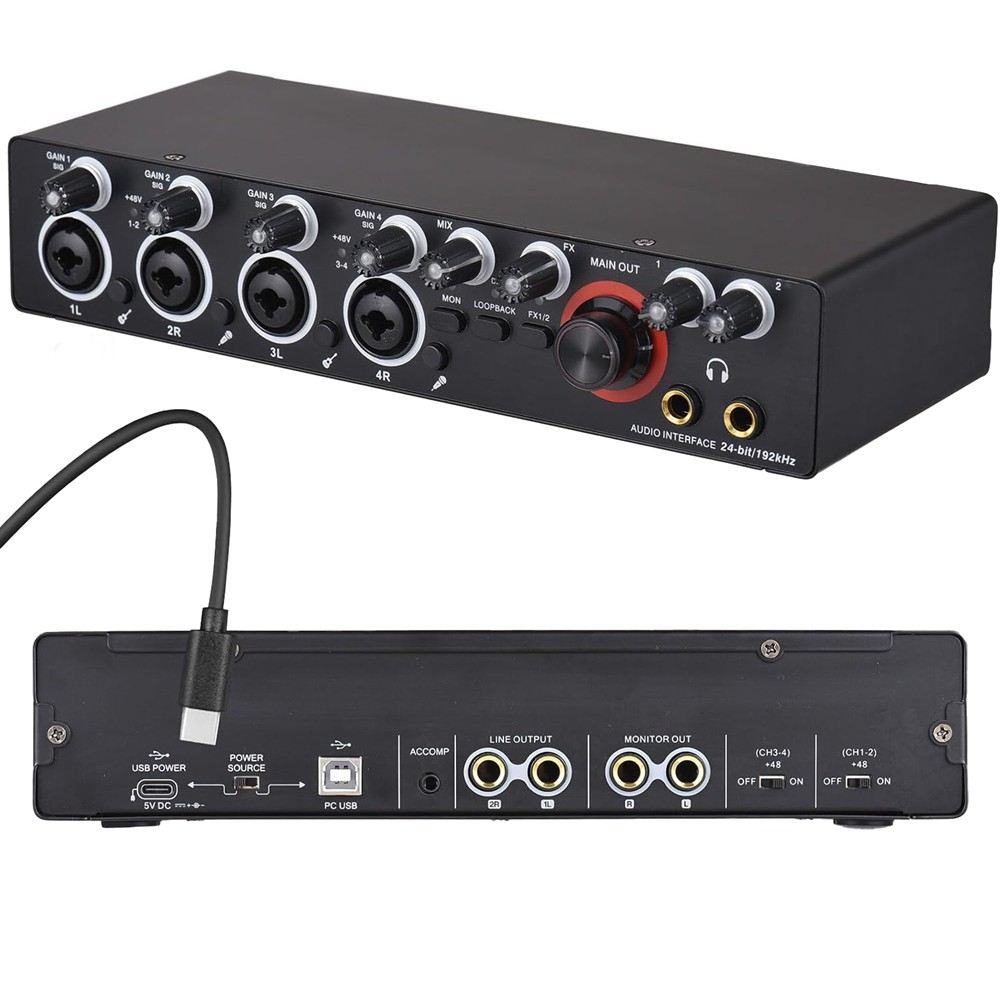 NzmPro NZM-268 4-Channel Driver- 4-In / 4-Out Live Streaming Karaoke Professional Sound Card