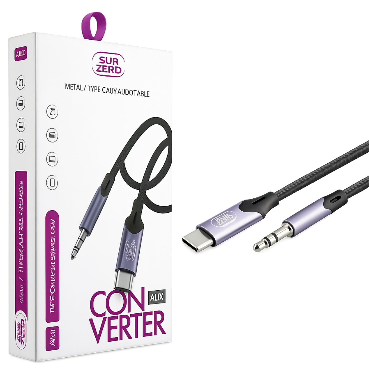 كابل Subzero AX90 من Type-C إلى 3.5mm AUX معدني مجدول