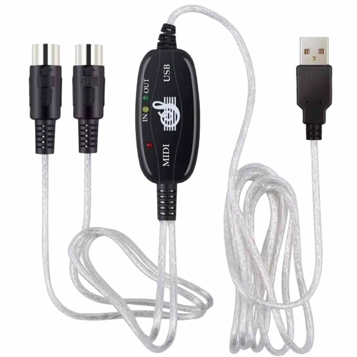 Alfais 4590 - كابل واجهة USB إلى MIDI IN/OUT للكيبوردات والأجهزة الموسيقية